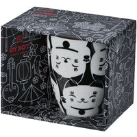 Kawaii Lucky Katze Becher Schwarz-Weiß mit Box (380ml)